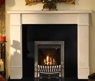 The Stockholm Marble Fireplace with Black Granite and Adam Radiant Gas Fire 